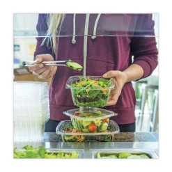 World Centric 6.1 in. x 7.6 in. x 2.8 in. 32 oz. PLA Rectangular Plastic Deli Containers - Clear (600/Carton)