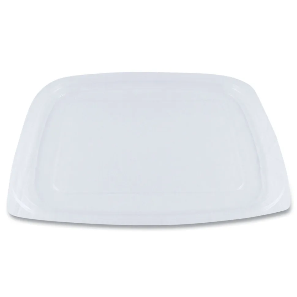World Centric 6.5 in. x 7.5 in. x 0.3 in. PLA Rectangular Plastic Deli Container Lids - Clear (600/Carton)
