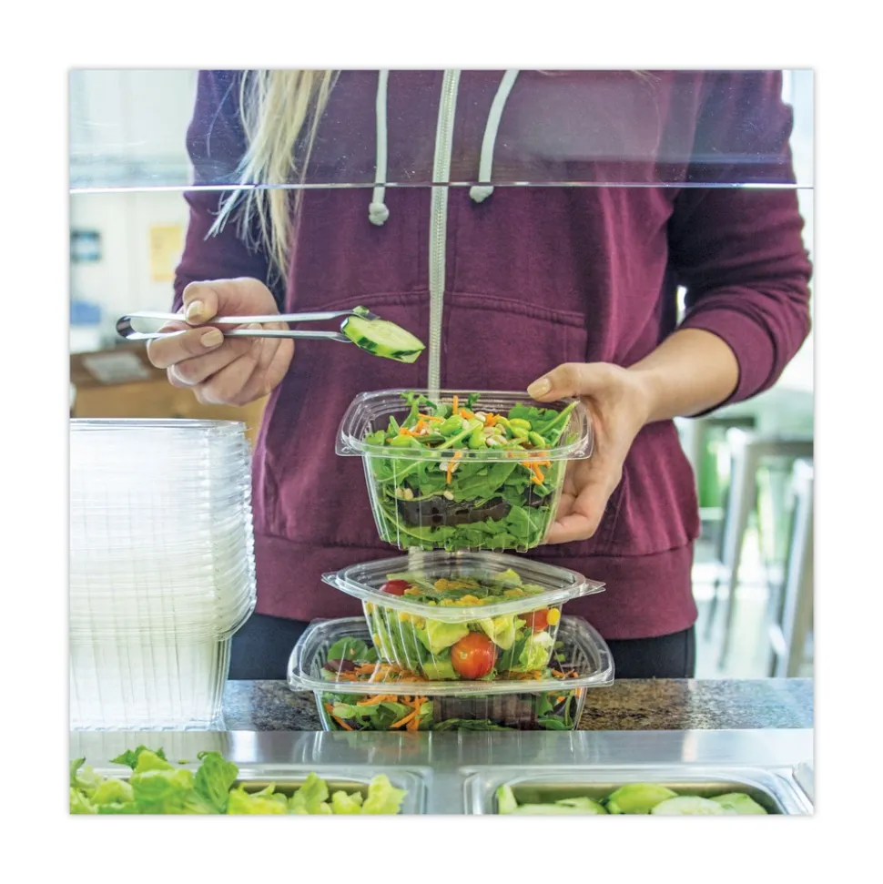 World Centric 6.5 in. x 7.5 in. x 0.3 in. PLA Rectangular Plastic Deli Container Lids - Clear (600/Carton)