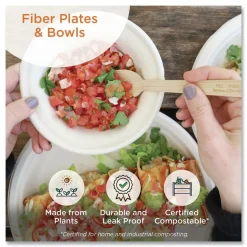 World Centric 6 in. x 6 in. x 1.7 in. 11.5 oz. Paper Fiber Bowls - Natural (1000/Carton)