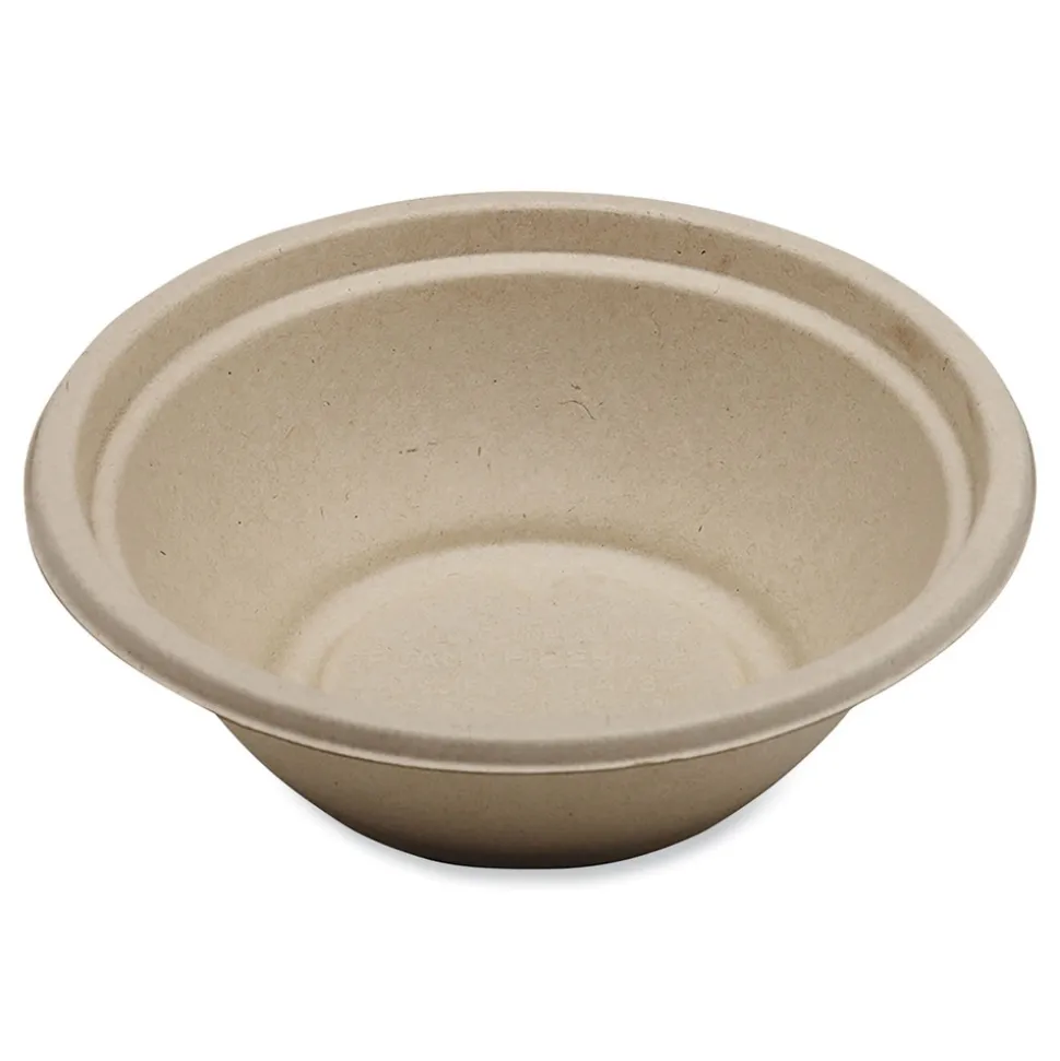 World Centric 7.4 in. x 7.4 in. x 2.3 in. 24 oz. Paper Fiber Bowls - Natural (500/Carton)