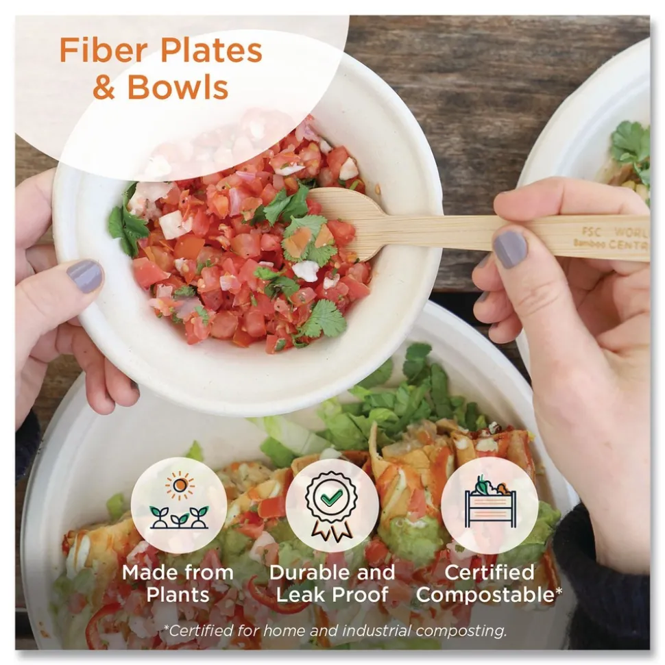 World Centric 7.4 in. x 7.4 in. x 2.3 in. 24 oz. Paper Fiber Bowls - Natural (500/Carton)