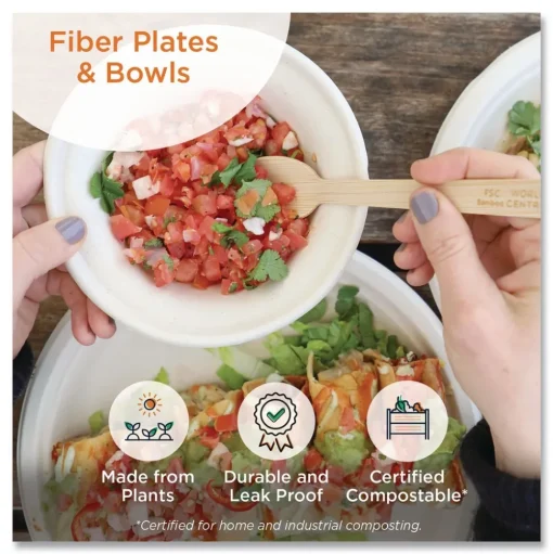 World Centric 32 oz 9.7 x 5.3 x 1.6 Fiber Paper Burrito Bowls - Natural (300/Carton)