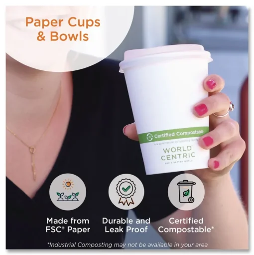 World Centric 16 oz. Double Wall Paper Hot Cups - White (600/Carton)