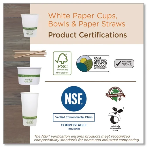 World Centric 16 oz. Double Wall Paper Hot Cups - White (600/Carton)