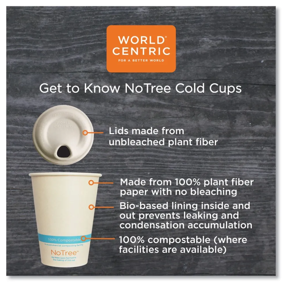 World Centric 16 oz. NoTree Paper Cold Cups - Natural (1000/Carton)