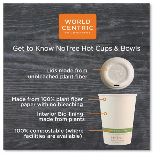 World Centric 16 oz. NoTree Paper Hot Cups - Natural (1000/Carton)