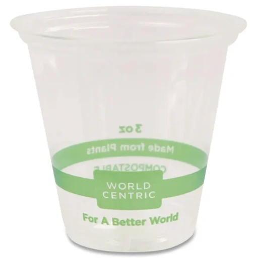 World Centric 3 oz PLA Plastic Cold Cups - Clear (2500/Carton)