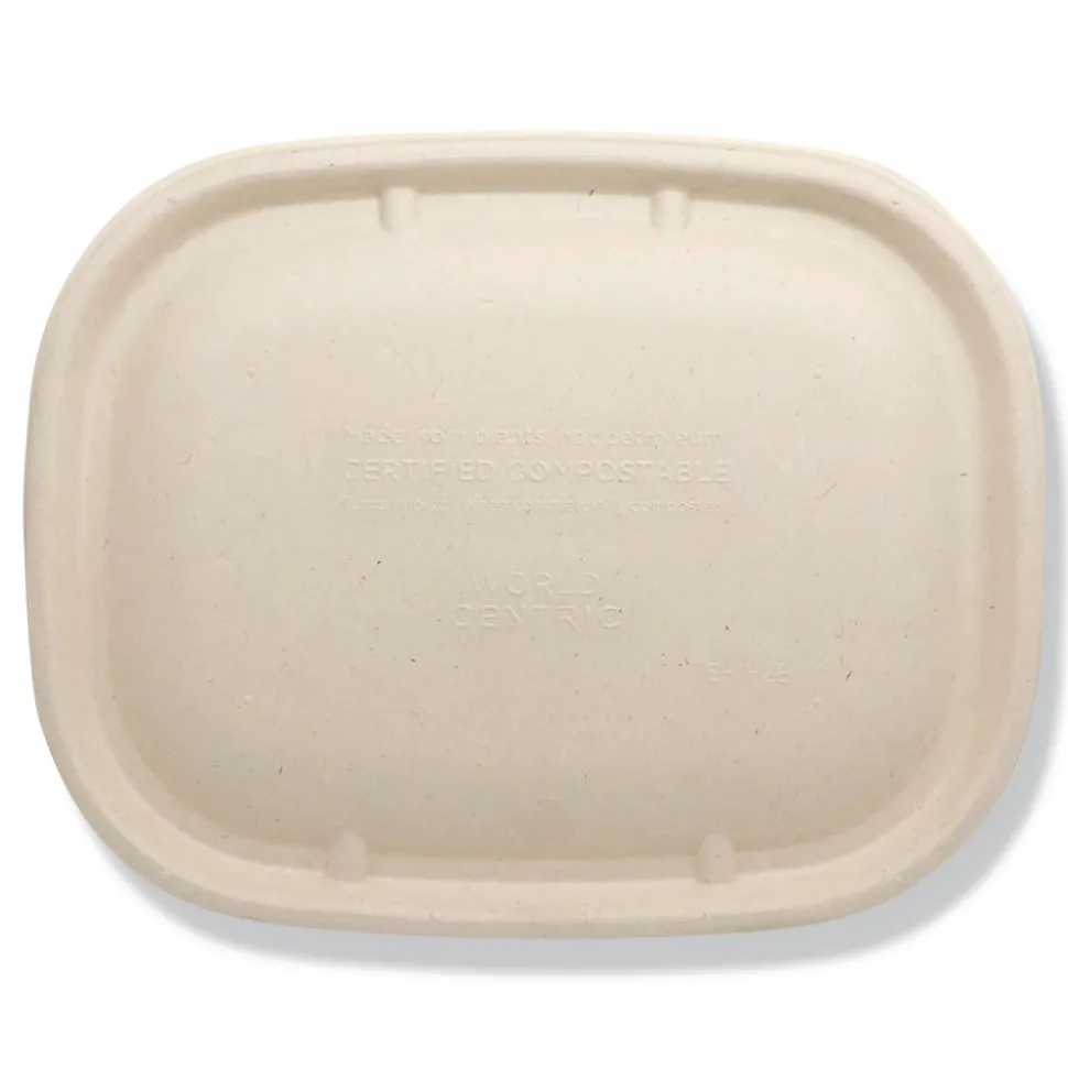 World Centric CTLSCU3LF 8.9 in. x 6.9 in. x 0.4 in. Paper Fiber Lids for Fiber Containers - Natural (400/Carton)