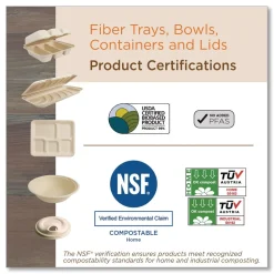 World Centric CTLSCU3LF 8.9 in. x 6.9 in. x 0.4 in. Paper Fiber Lids for Fiber Containers - Natural (400/Carton)