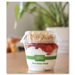 World Centric Plastic Dome Lid PLA Clear Cold Cup Lids Fits 9 oz to 24 oz Parfait Cups - Clear (1000/Carton)