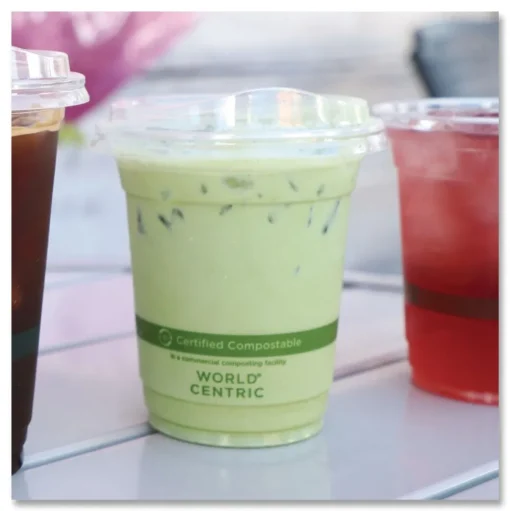 World Centric Plastic PLA Clear Cold Cup Lids Fits 9 oz to 24 oz Cold Cups - Clear (1000/Carton)