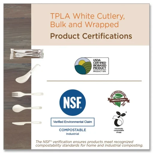 World Centric SO-PS-B TPLA Compostable Cutlery Soup Spoon - White (1000/Carton)