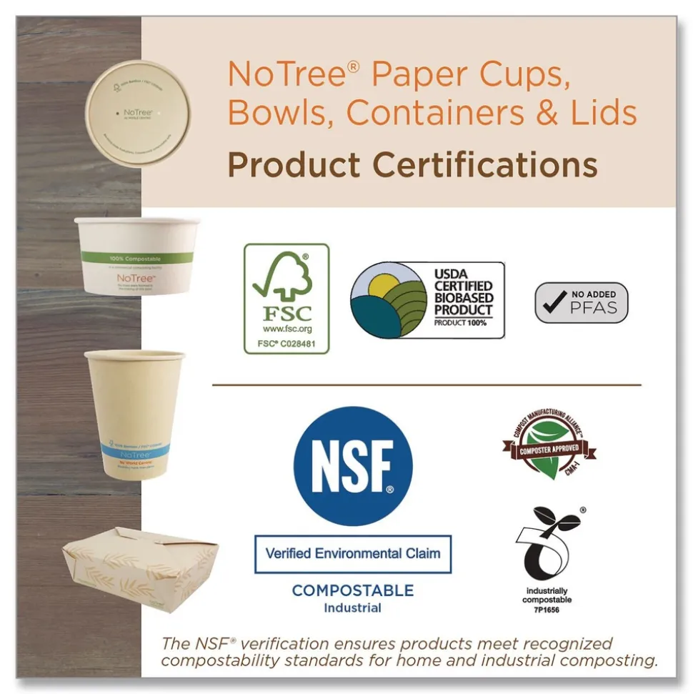 World Centric TO-NT-3 6.25 in. x 8.7 in. x 2.5 in. 65 oz. Sugarcane No Tree Folded Takeout Containers - Natural (200/Carton)