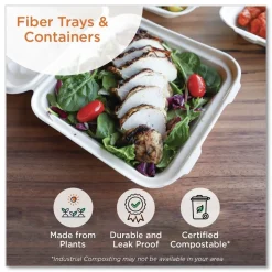 World Centric TR-SC-17S-LFS 4.8 in. x 8.3 in. x 0.7 in. Paper Fiber Trays - Natural (500/Carton)