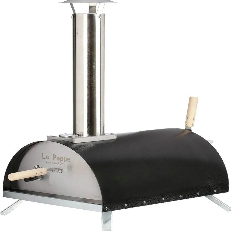 WPPO 7-Piece 20 in. x 27 in. x 32 in. Le Peppe Portable Wood Fired Pizza Oven Kit - Black