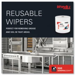 WypAll 12.2 in. x 12.4 in. General Clean Jumbo Roll X60 Cloths - White (1/Carton)