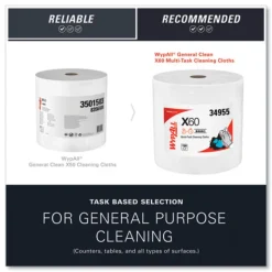WypAll 12.2 in. x 12.4 in. General Clean Jumbo Roll X60 Cloths - White (1/Carton)