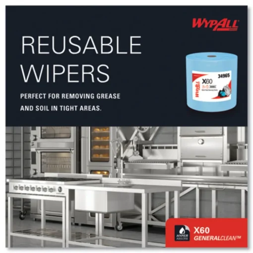 WypAll 12.2 in. x 13.4 in. General Clean Jumbo Roll X60 Cloths - Blue (1100/Roll)
