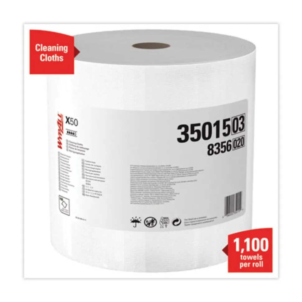 WypAll 13.4 in. x 9.8 in. Jumbo Roll X50 Cloths - White (1100/Roll)