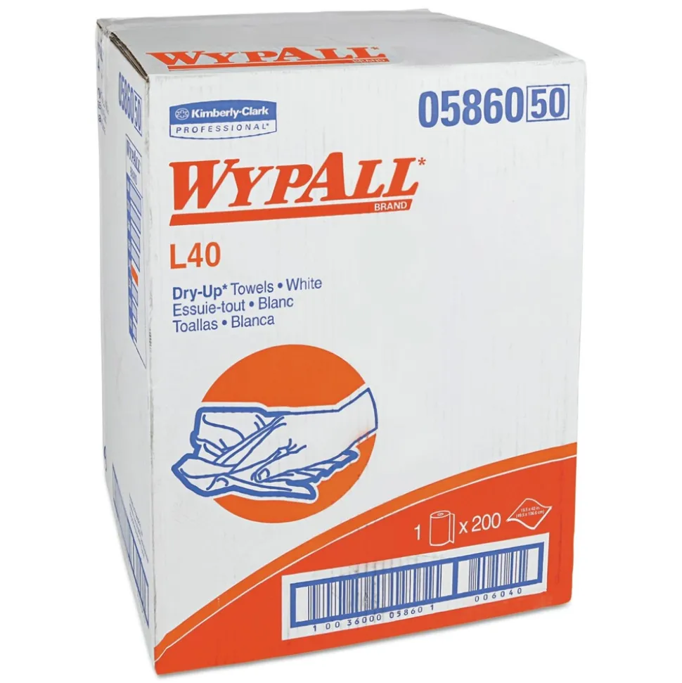 WypAll 19.5 in. x 42 in. L40 Dry Up Towels - White (200 Towels/Carton)