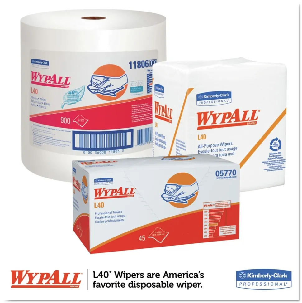 WypAll 19.5 in. x 42 in. L40 Dry Up Towels - White (200 Towels/Carton)
