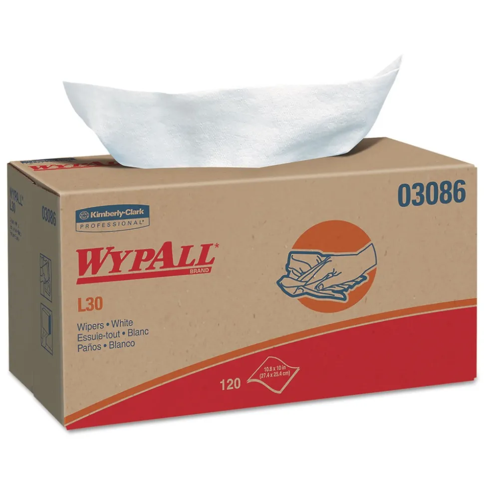 WypAll 10 in. x 9.8 in. POP-UP Box L30 Towels - White (1200/Carton)