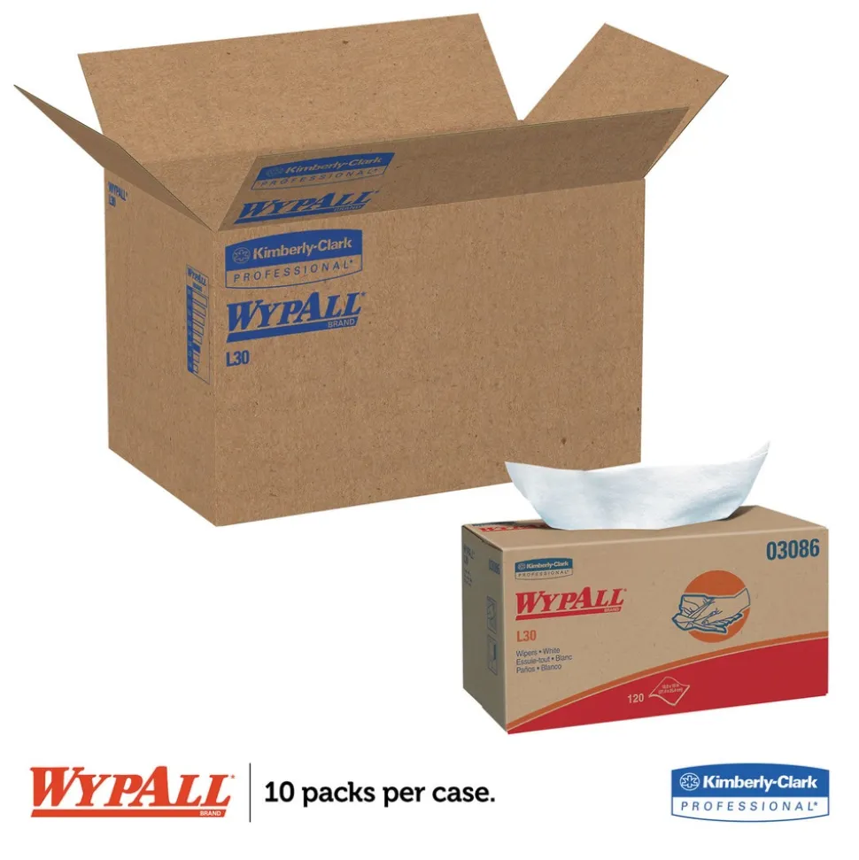 WypAll 10 in. x 9.8 in. POP-UP Box L30 Towels - White (1200/Carton)