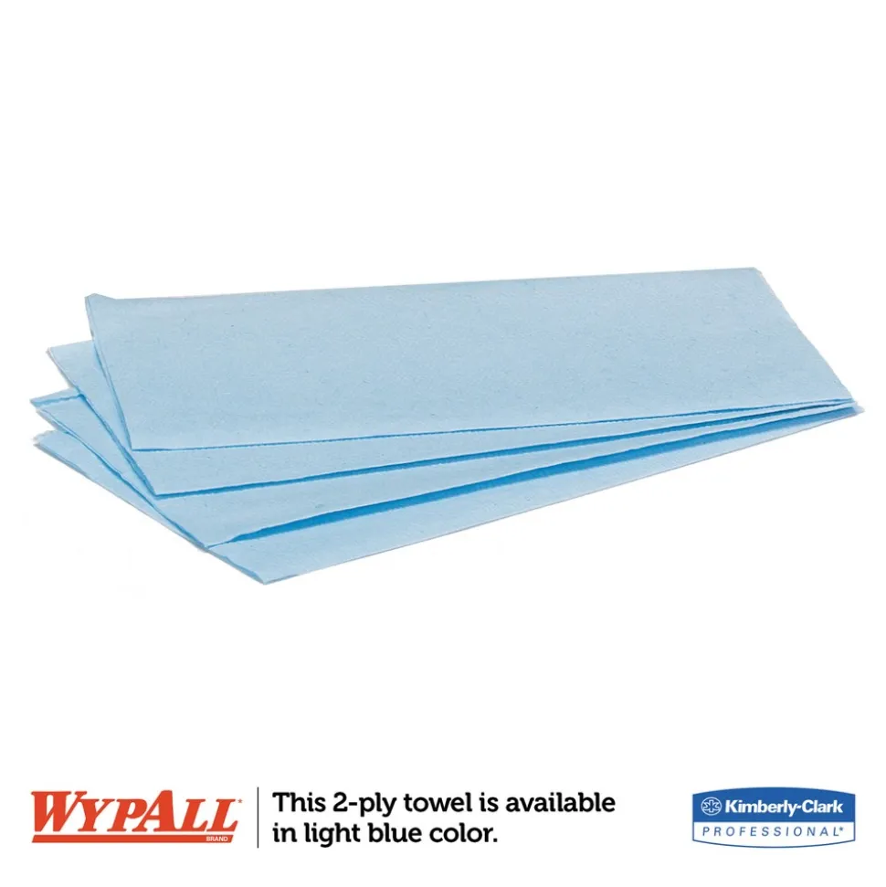 WypAll L10 9.38 in. x 10.25 in. 2-Ply Banded Windshield Wipers - Light Blue (140/Pack, 16 Packs/Carton)