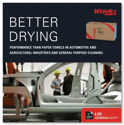 WypAll L10 9.1 in. x 10.25 in. Windshield Towels - Light Blue (224/Pack, 10 Packs/Carton)