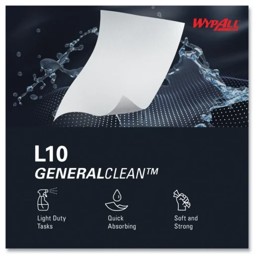 WypAll L10 9.1 in. x 10.25 in. Windshield Towels - Light Blue (224/Pack, 10 Packs/Carton)