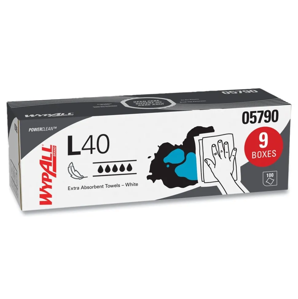 WypAll L40 POP-UP Box 16.4 in. x 9.8 in. Towels - White (100/Box, 9 Boxes/Carton)