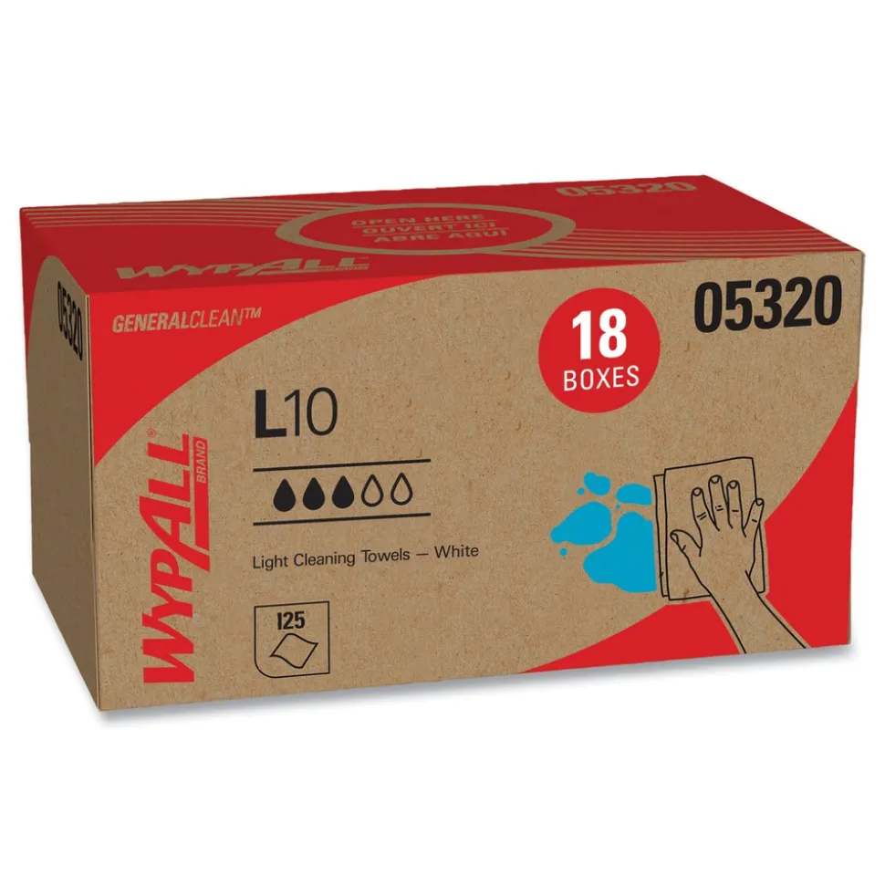 WypAll 1-Ply 9 in. x 10.5 in. L10 Towels with POP-UP Box - White (125/Box, 18 Boxes/Carton)