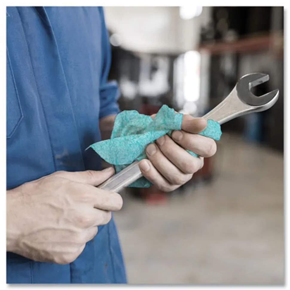 WypAll Power Clean ProScrub 12 in. x 9.5 in. Pre-Saturated Wipes - Citrus Scent, Green (75/Pack, 6 Packs/Carton)