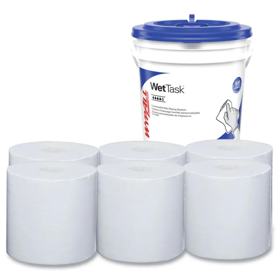 WypAll WetTask Customizable Wet Wiping System Critical Clean Wipers for Bleach/Disinfectants/Sanitizers with Bucket (540/Carton)