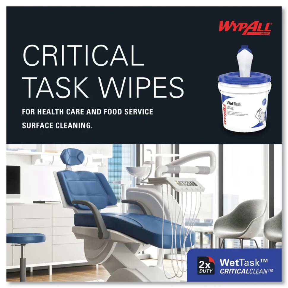 WypAll WetTask Customizable Wet Wiping System Critical Clean Wipers for Bleach/Disinfectants/Sanitizers with Bucket (540/Carton)