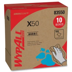 WypAll X50 9-1/10 in. x 12-1/2 in. Cloth Pop-Up Box - White (176/Box 10 Boxes/Carton)