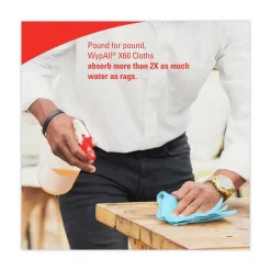 WypAll X60 13.5 in. x 19.6 in. Cloths - Small, Blue (130/Roll, 6 Rolls/Carton)