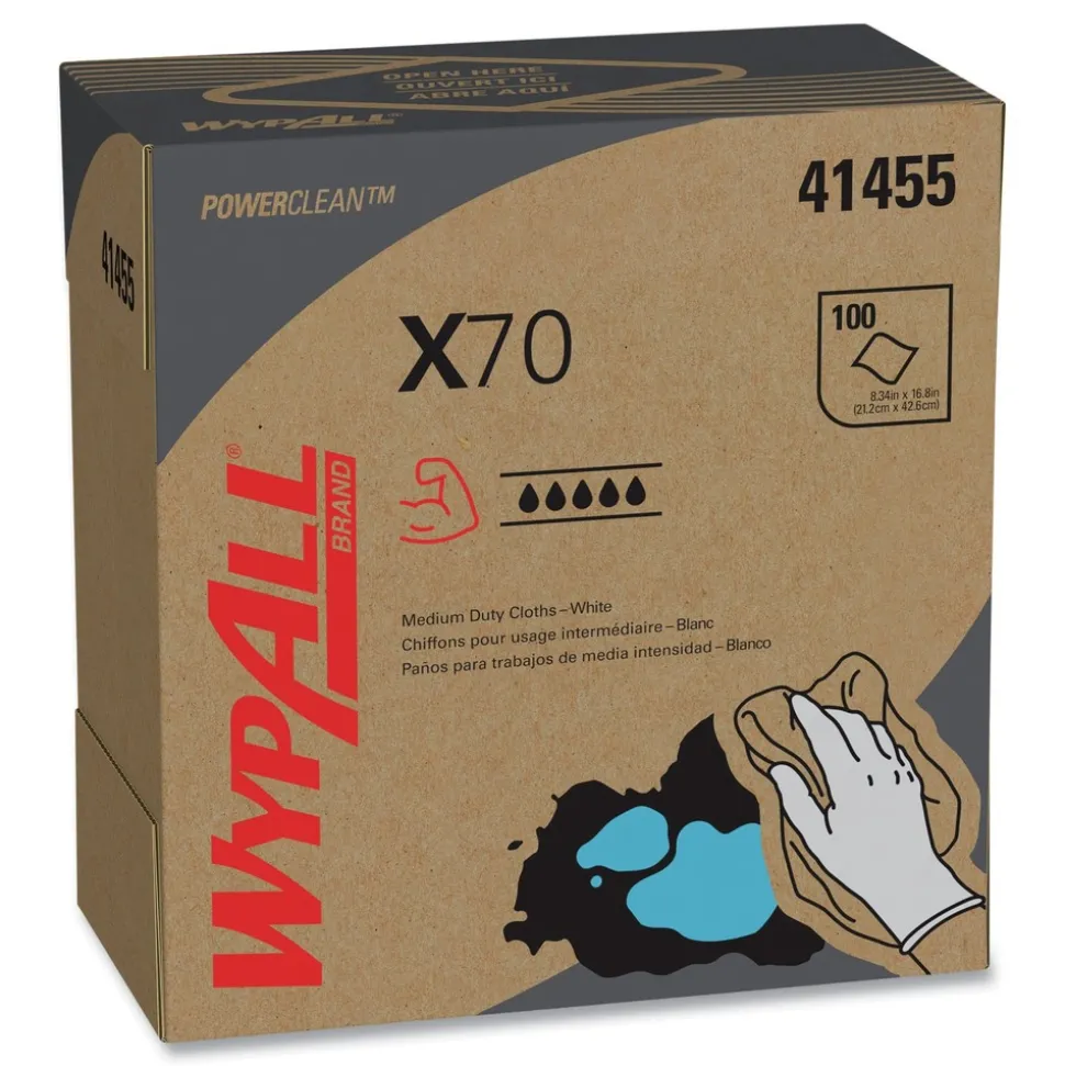 WypAll X70 9-1/10 in. x 16-4/5 in. Cloths - White (100/Box 10 Boxes/Carton)
