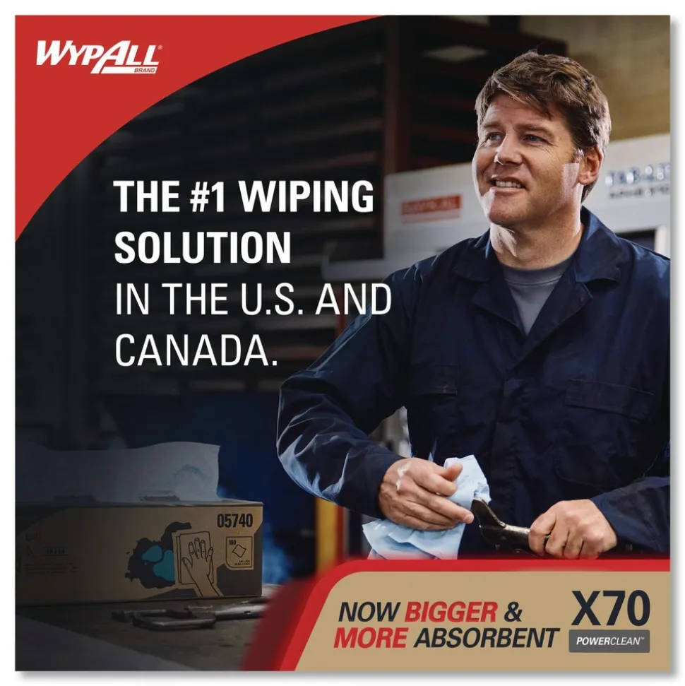 WypAll X70 9-1/10 in. x 16-4/5 in. Cloths - White (100/Box 10 Boxes/Carton)