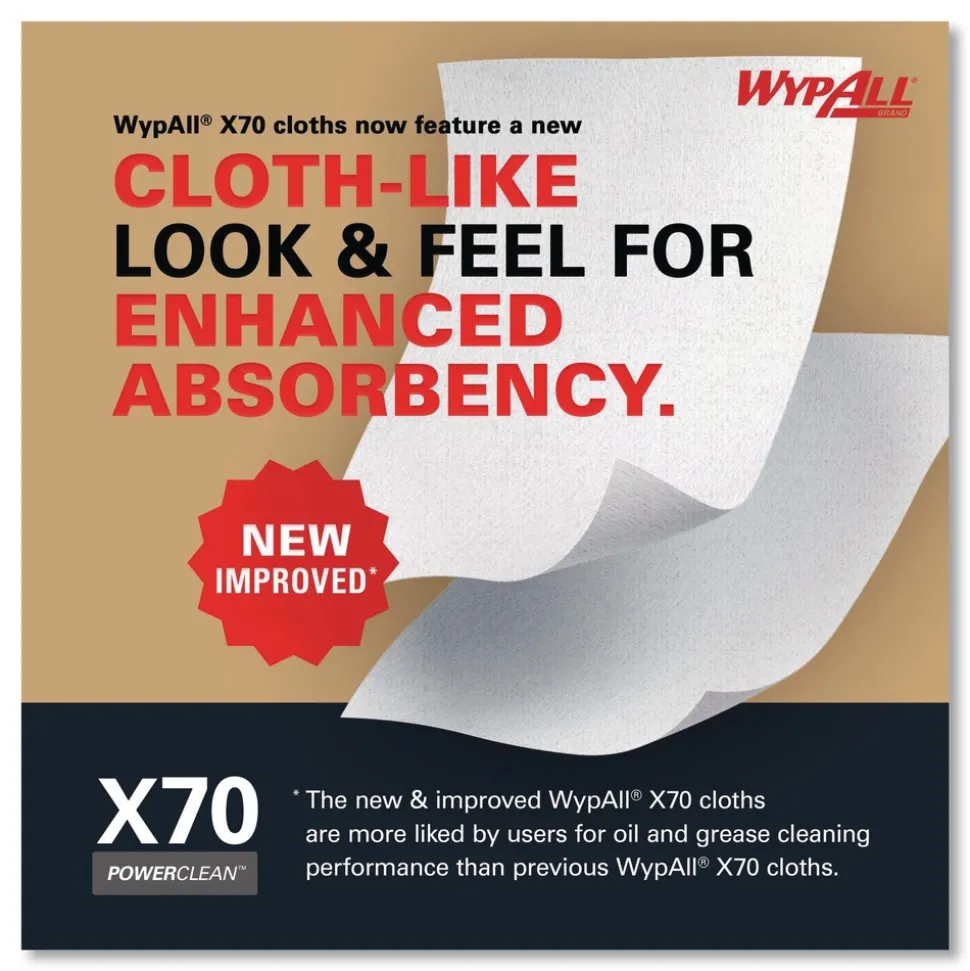 WypAll X70 9-1/10 in. x 16-4/5 in. Cloths - White (100/Box 10 Boxes/Carton)