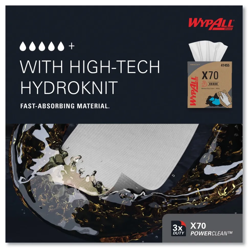 WypAll X70 9-1/10 in. x 16-4/5 in. Cloths - White (100/Box 10 Boxes/Carton)