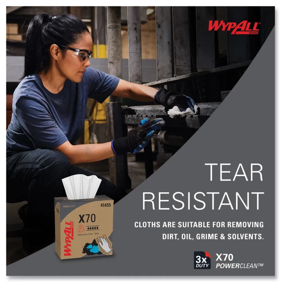 WypAll X70 9-1/10 in. x 16-4/5 in. Cloths - White (100/Box 10 Boxes/Carton)