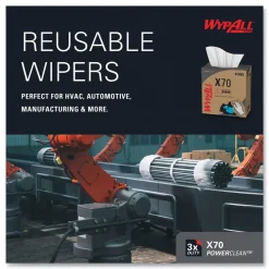 WypAll X70 9-1/10 in. x 16-4/5 in. Cloths - White (100/Box 10 Boxes/Carton)