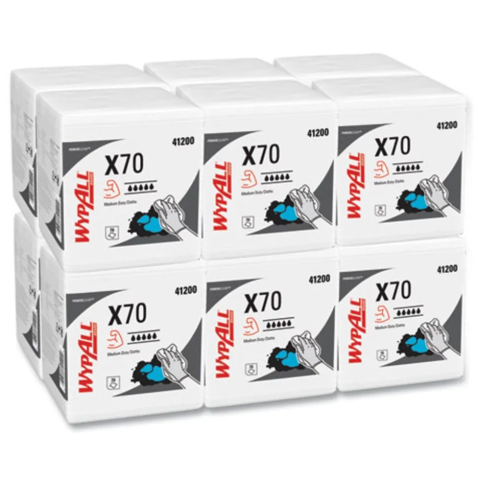 WypAll X70 1/4-Fold 12-1/2 in. x 12 in. Cloths - White (76/Pack 12 Packs/Carton)