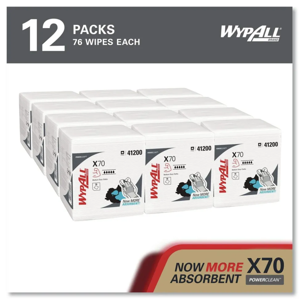 WypAll X70 1/4-Fold 12-1/2 in. x 12 in. Cloths - White (76/Pack 12 Packs/Carton)