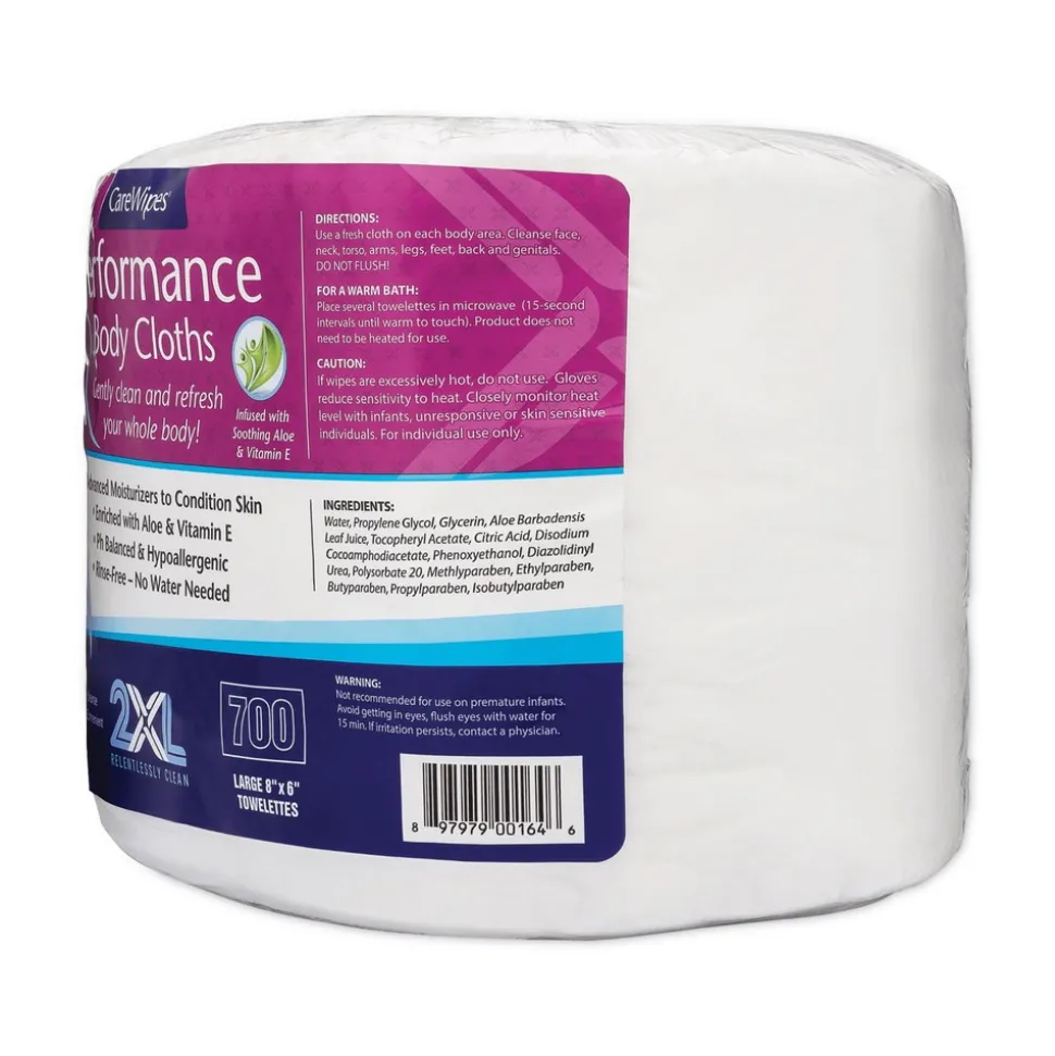 2XL 6 in. x 8 in. 1-Ply Performance Body Cloths - Unscented/White (1400/Carton)