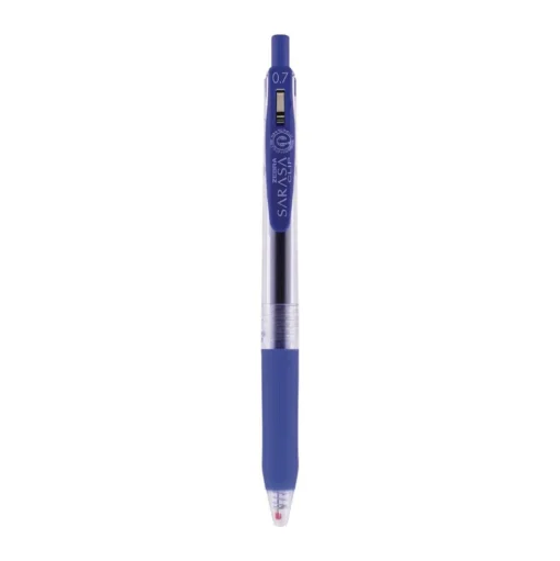 Zebra 0.7 mm Medium Sarasa Retractable Clip Gel Pen - Blue Ink, Clear/Blue Barrel (1-Dozen)