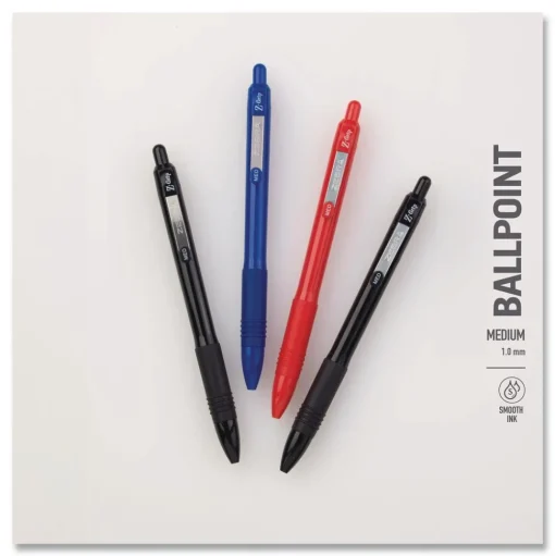Zebra 20620 Z-Grip Medium 1 mm Recycled Retractable Ballpoint Pen - Blue Ink/Blue Barrel (1-Dozen)