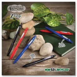 Zebra 20610 Z-Grip Medium 1 mm Recycled Retractable Ballpoint Pen - Black Ink/Black Barrel (1-Dozen)